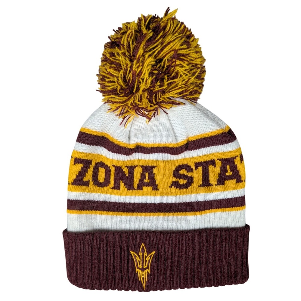 Adidas Arizona State Sun Devils Beanie Mens OSFM Maroon Gold Striped Excellent